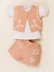 Keti Mini Girls Top, Shorts & Shrug Clothing Set