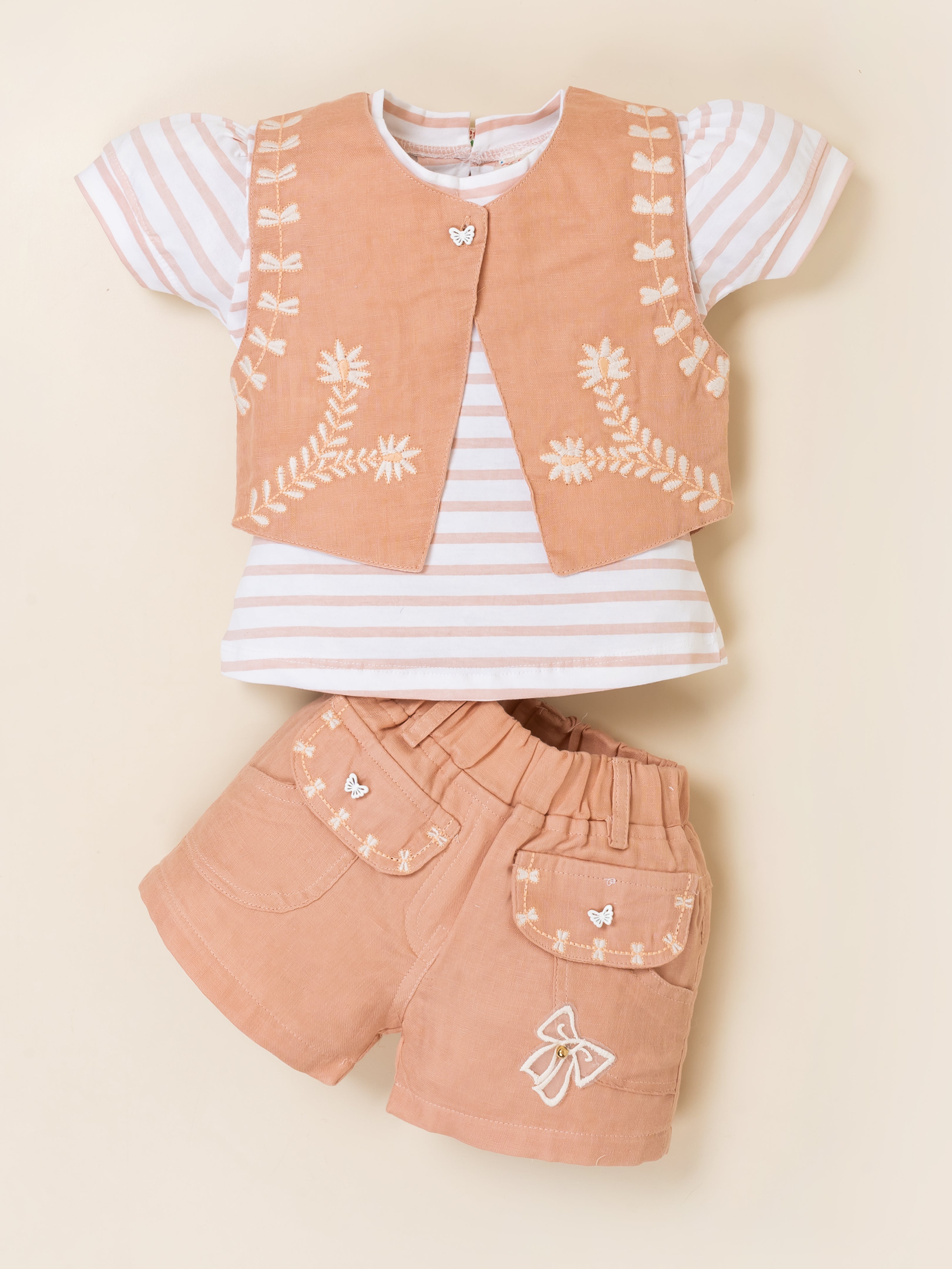 Keti Mini Girls Top, Shorts & Shrug Clothing Set