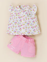 Baby Girls Collar Top and Shorts Clothing Set