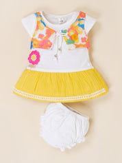 Baby Girls Flower Applique Frock with Panty Set