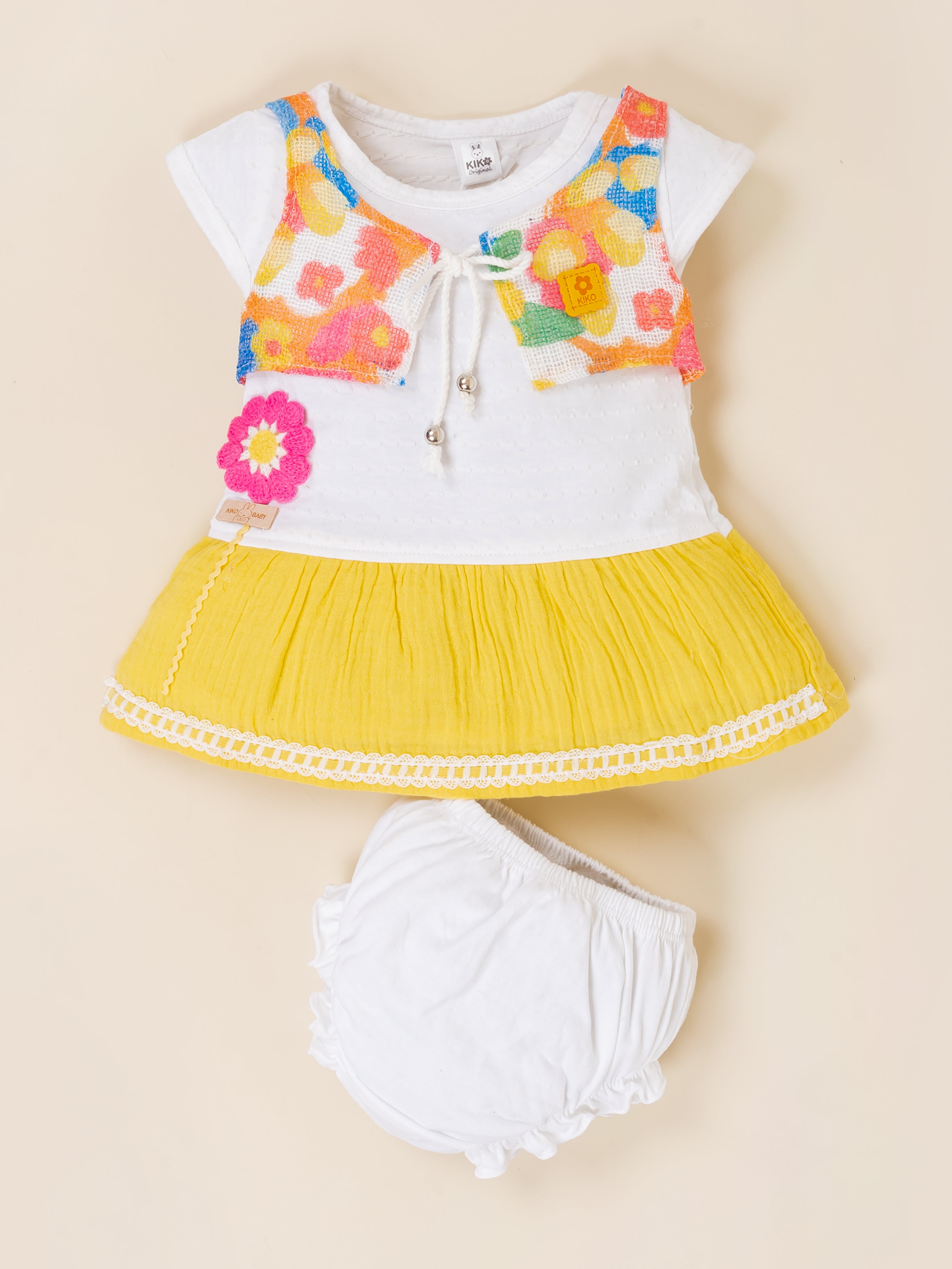 Baby Girls Flower Applique Frock with Panty Set