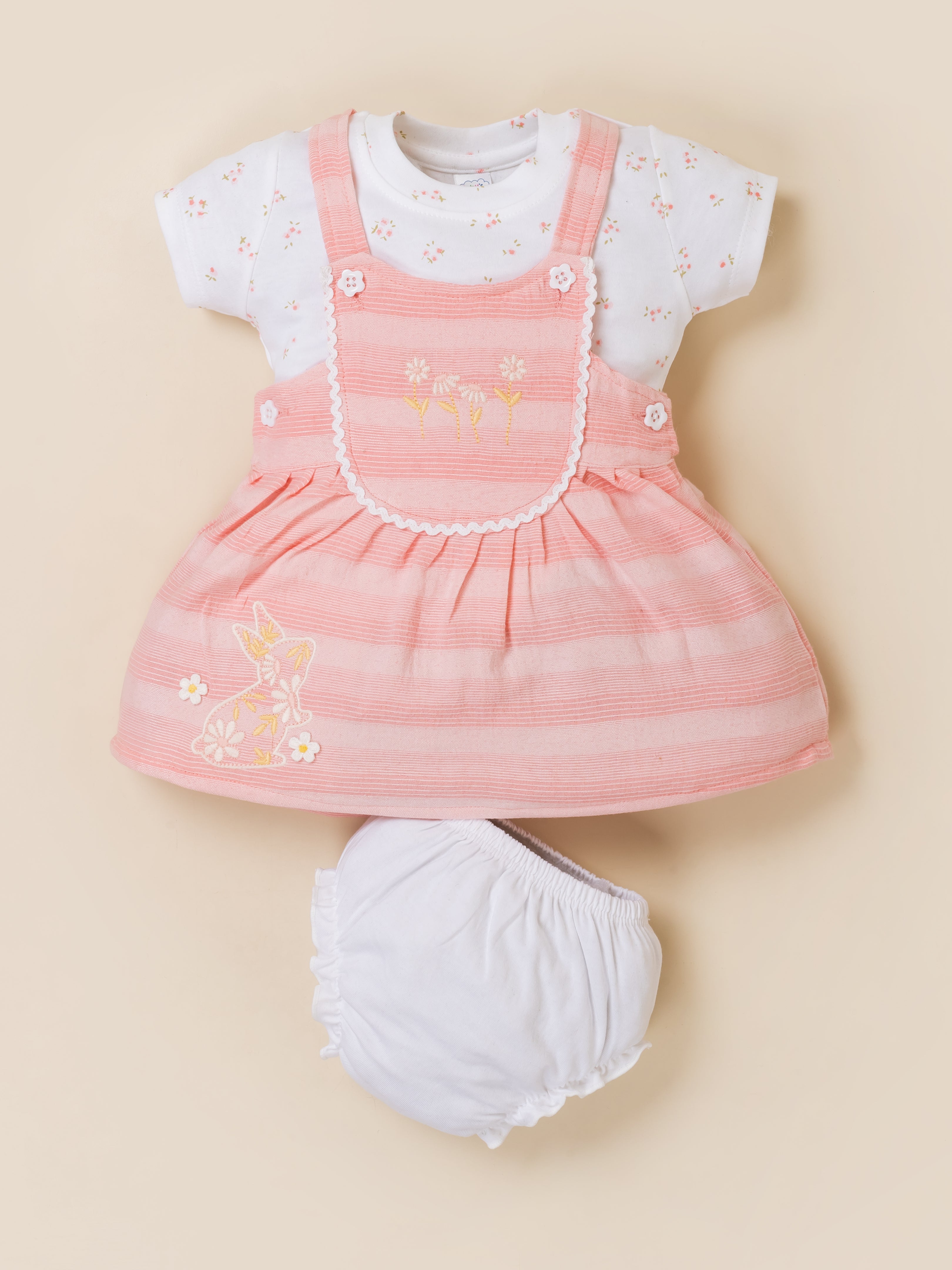 Baby Girls Dungaree Dress Set