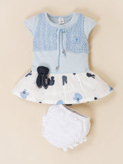 Baby Girls Crochet Style Frock with Panty Set