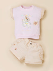Baby Girl Cotton Top & Shorts Set
