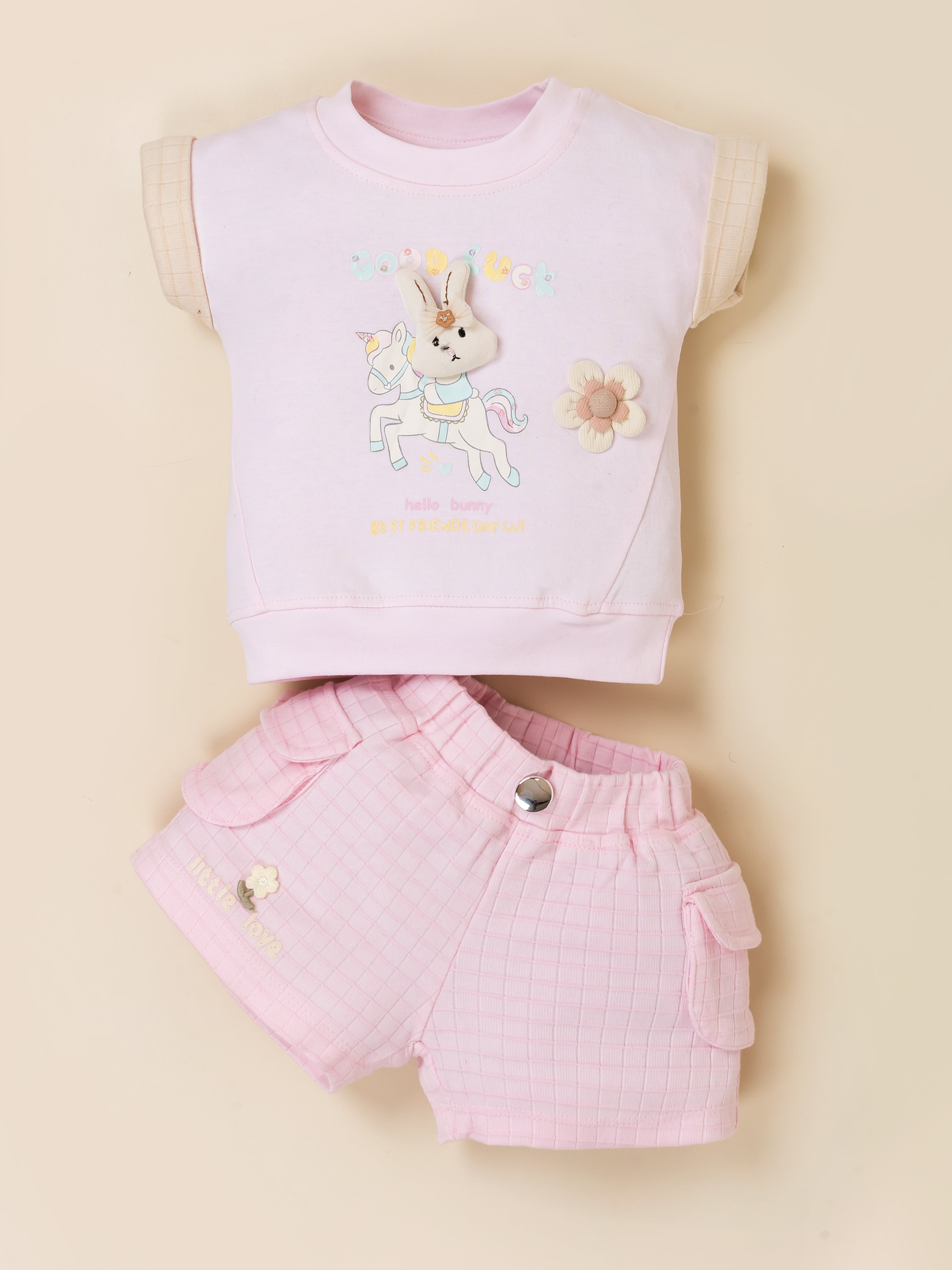 Baby Girl Cotton Top & Shorts Set