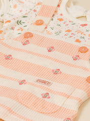 Baby Girls 2-Piece Striped Dungaree Dress & Floral Top Set