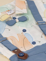Baby Boys' Pastel Elephant Print Shirt and Suspender Set