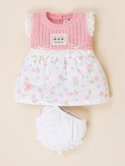 Baby Girls Sleeveless Floral Frock  with Panty Set