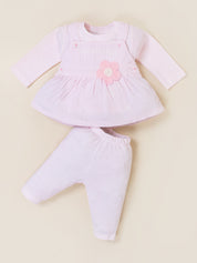 Baby Girls Dungaree Dress with Leggings Set