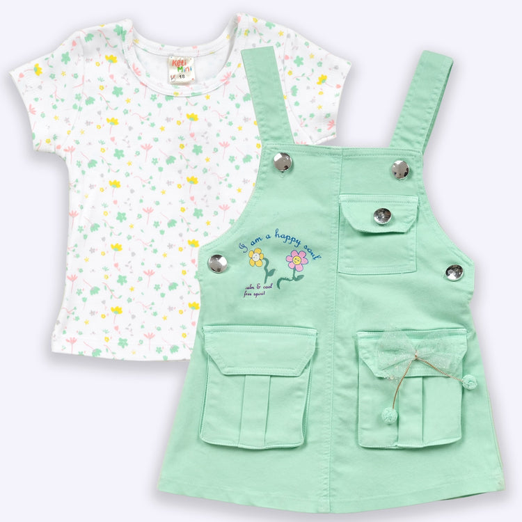 KETI MINI Baby Girls Denim Dungaree and Top Set