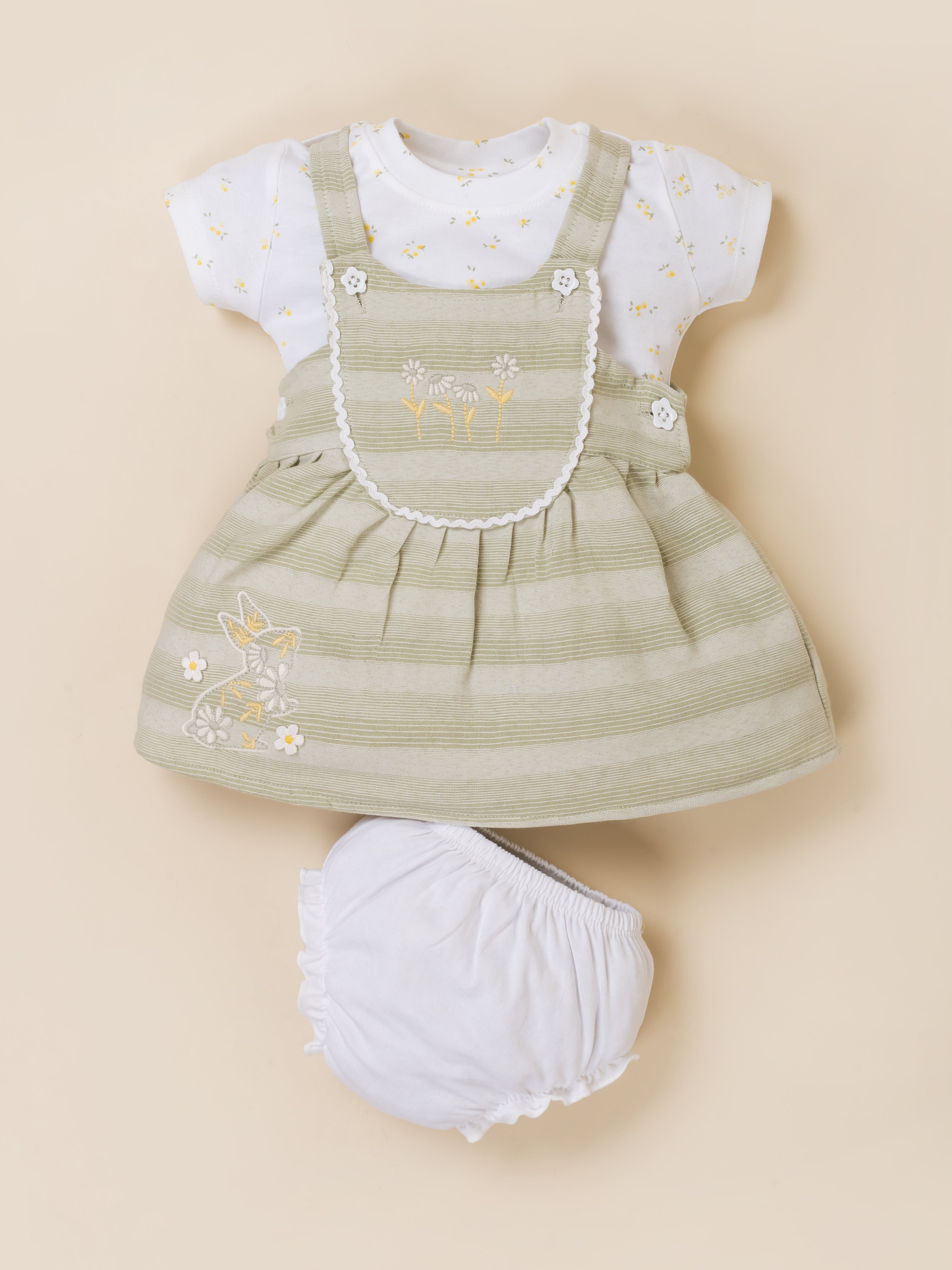Baby Girls Dungaree Dress Set