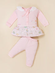 Baby Girls Full Sleeve Frock Top & Bottom Set