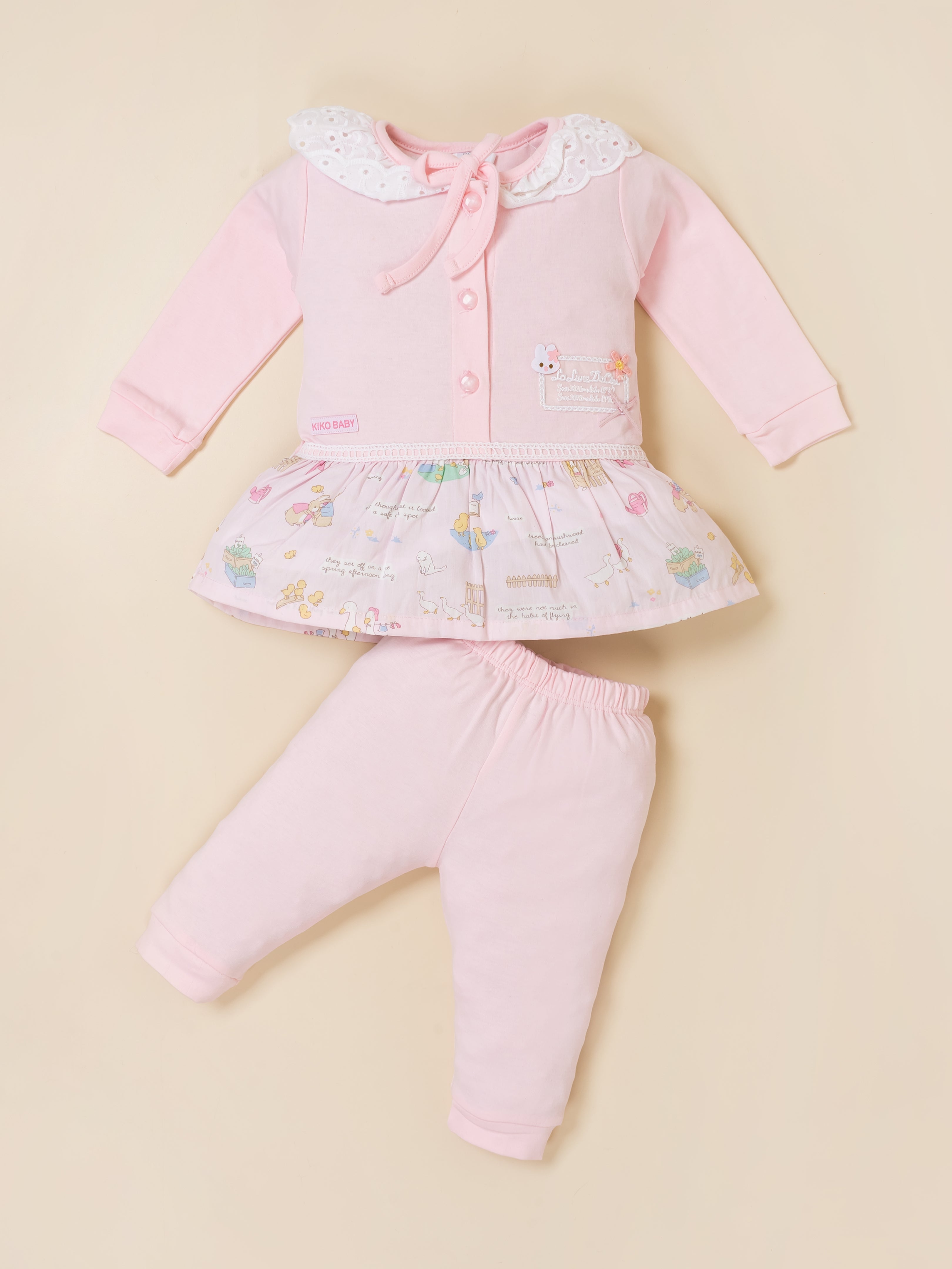 Baby Girls Full Sleeve Frock Top & Bottom Set