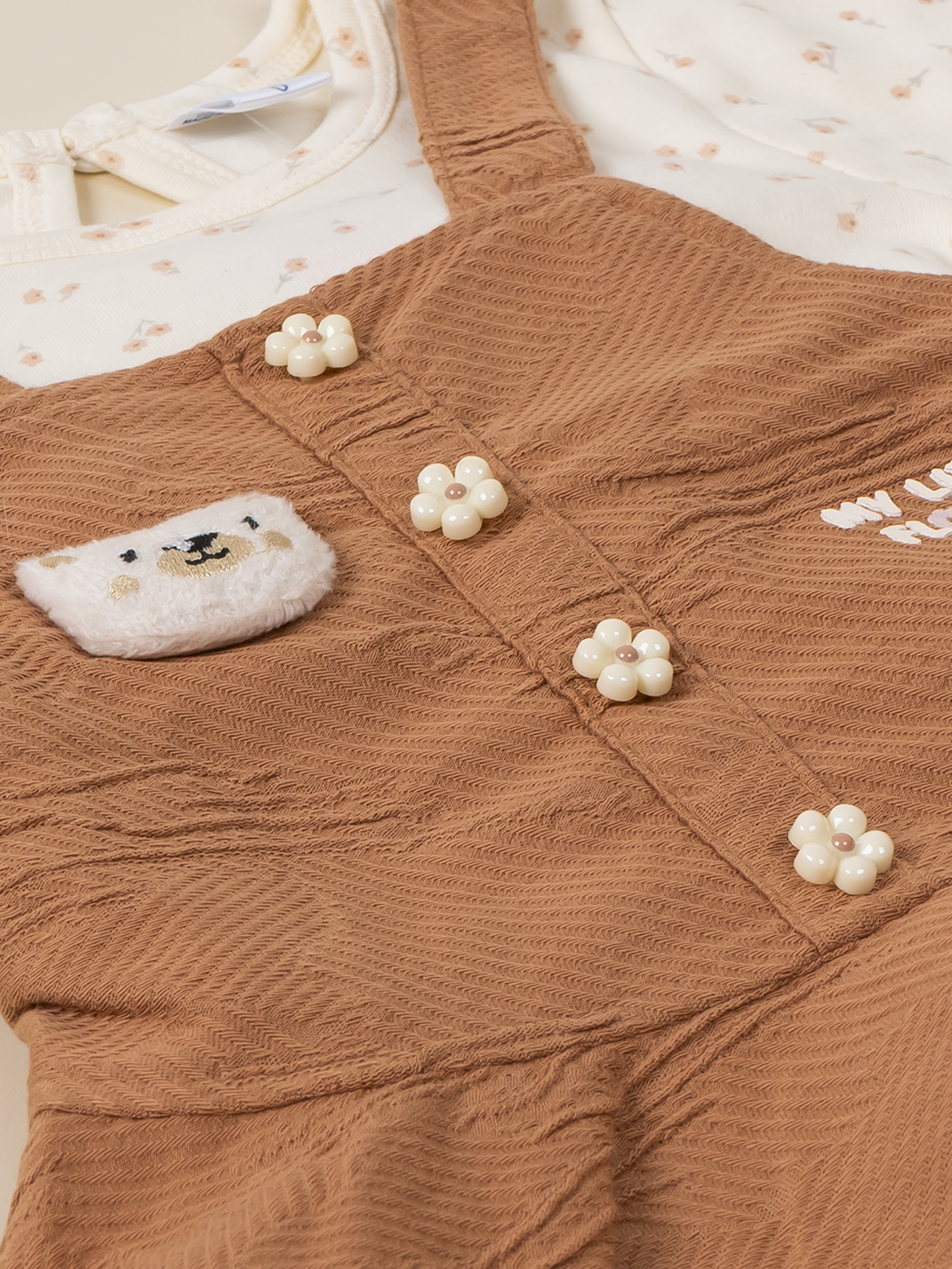 Dungaree with Printed Top & Pants Set