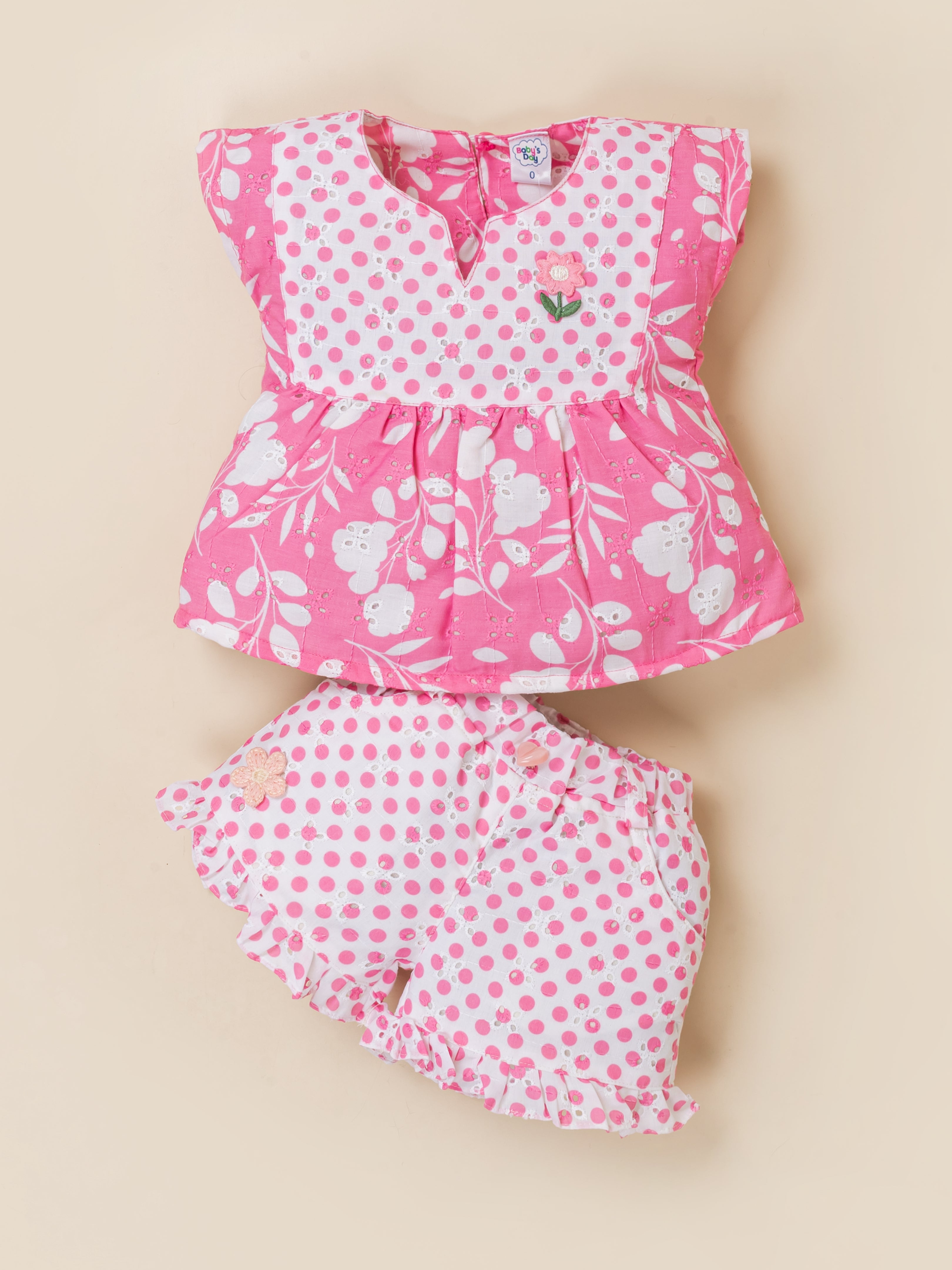 Baby Girl Cotton Top & Shorts Clothing Set