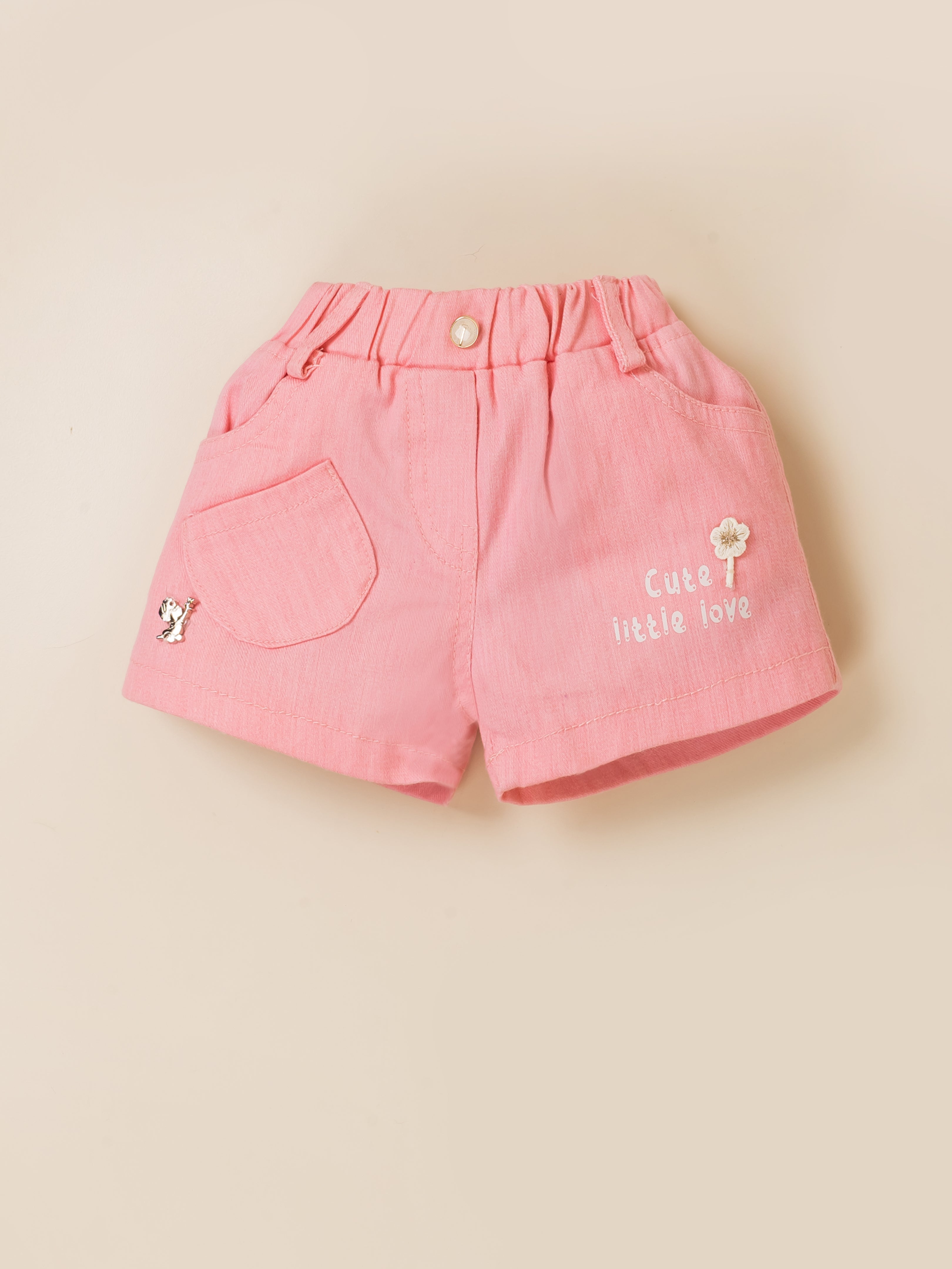 Floral Applique Top & Shorts Set for Girls