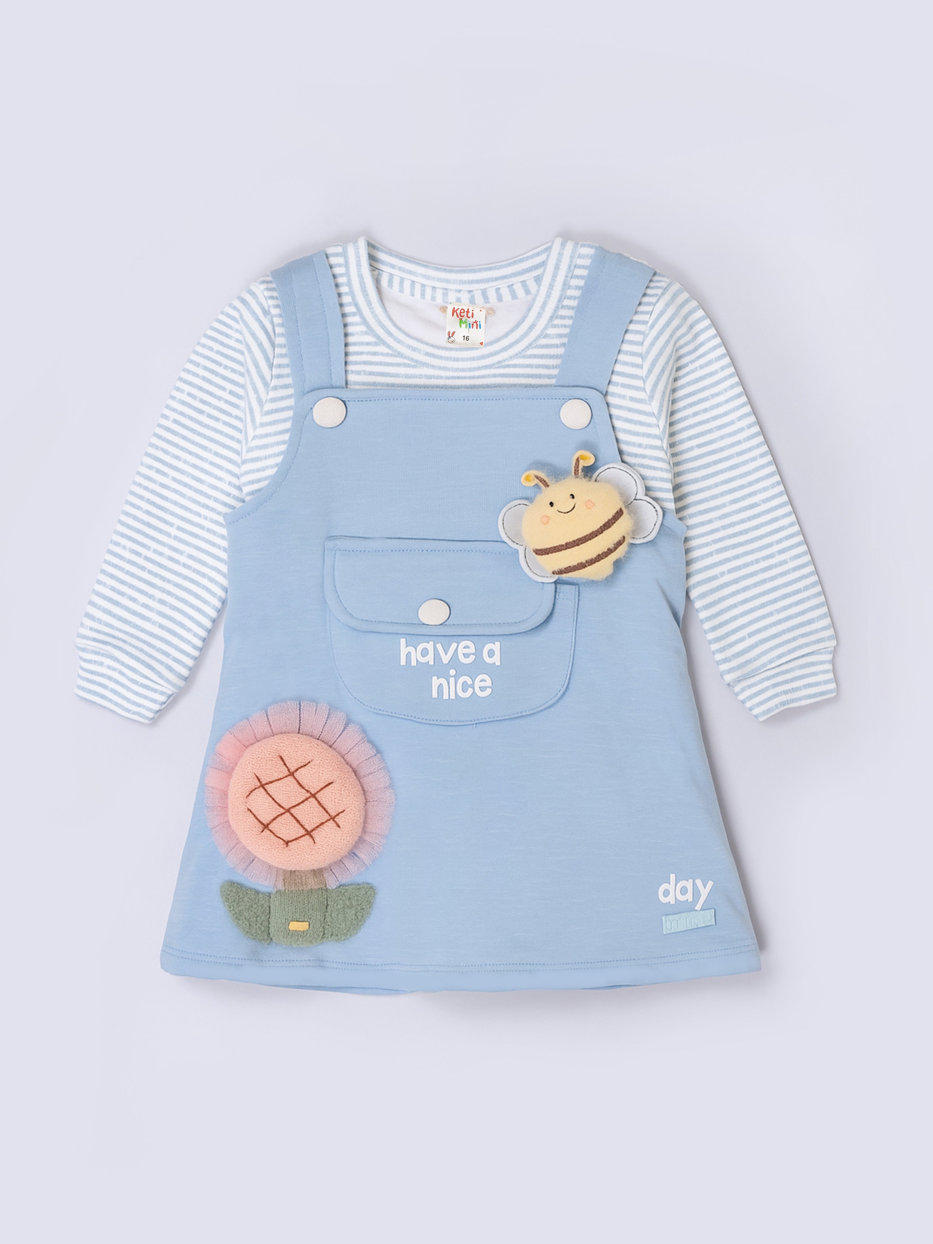 Flower Apllique Dungaree Set