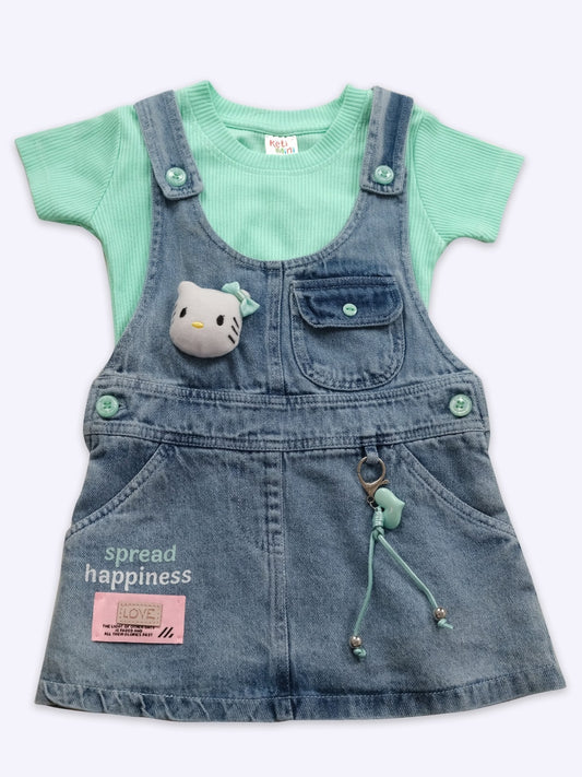 KETI MINI  Baby Girls/Cotton Dungaree and Top Set