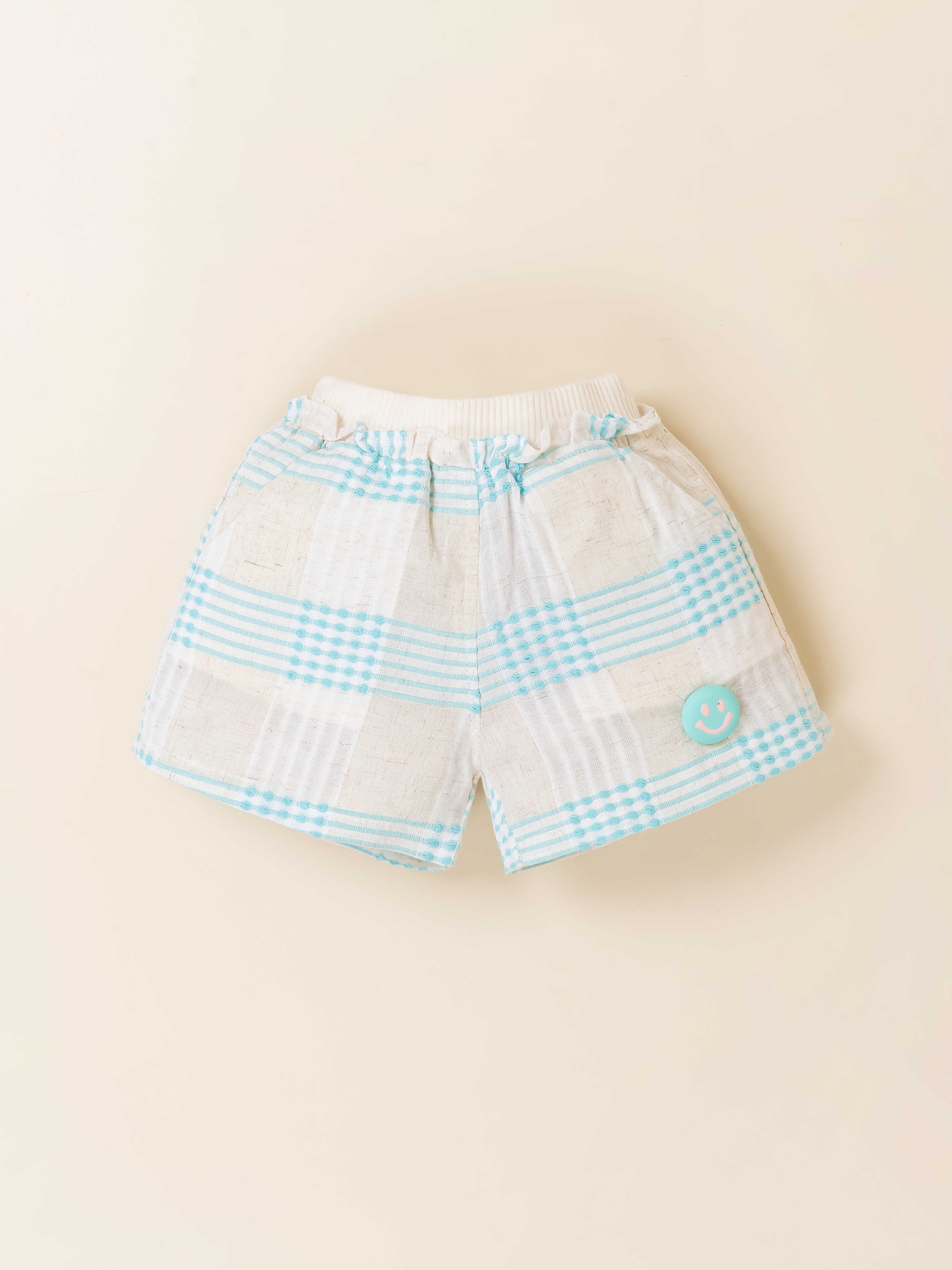 Girls Printed Knit Top with Woven Check Shorts