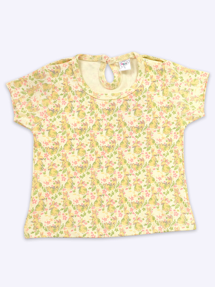 Baby's Day Infant Girls Printed Cotton Dungaree With Top & Brief