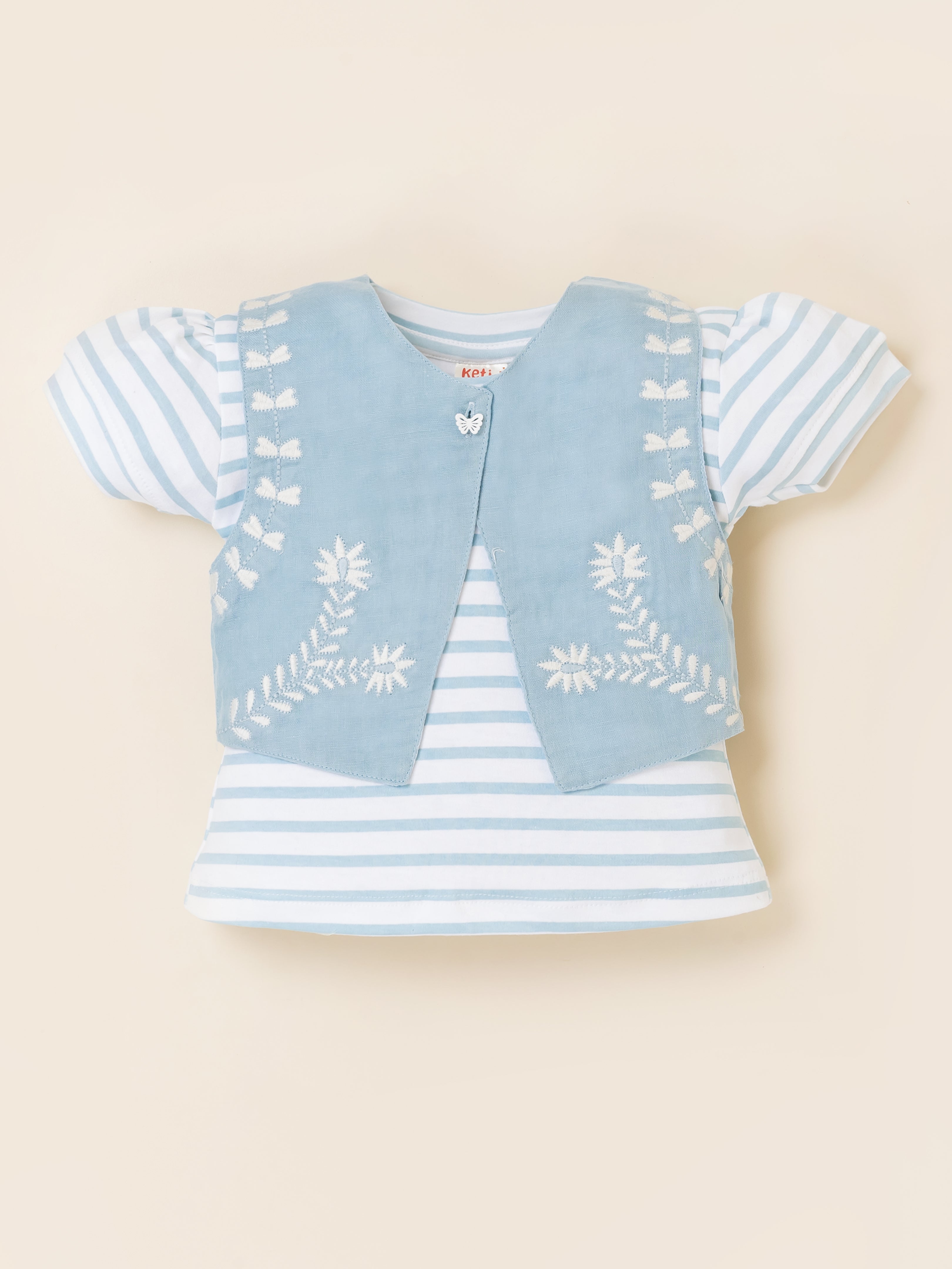 Keti Mini Girls Top, Shorts & Shrug Clothing Set