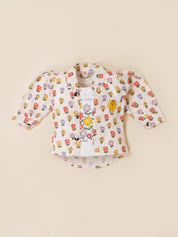 Girls Jacket, Printed Top & Wide Leg Cargo Jeans Clothing Set