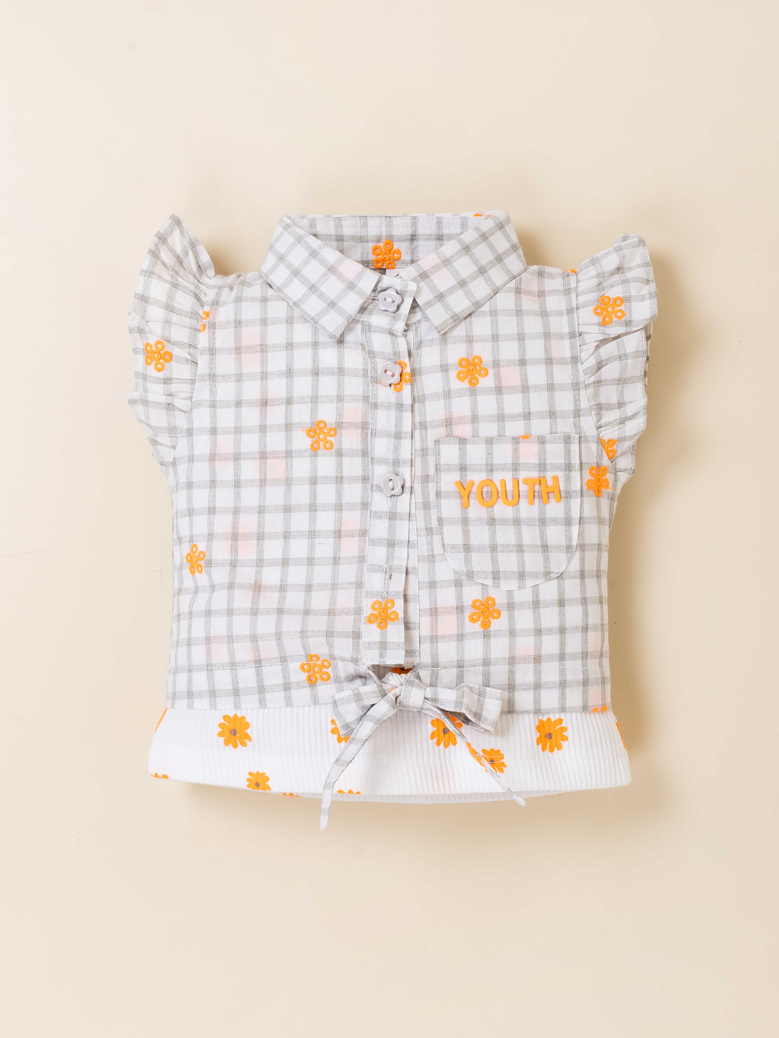 Toddler Girl Top and Skirt Embroidered Check Set