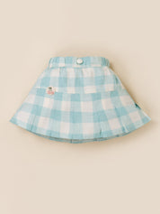 Girls Vest & Checkered Skirt Set with Top