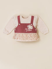Girls Top and Wide Leg Pant with Sleeveless Overlay