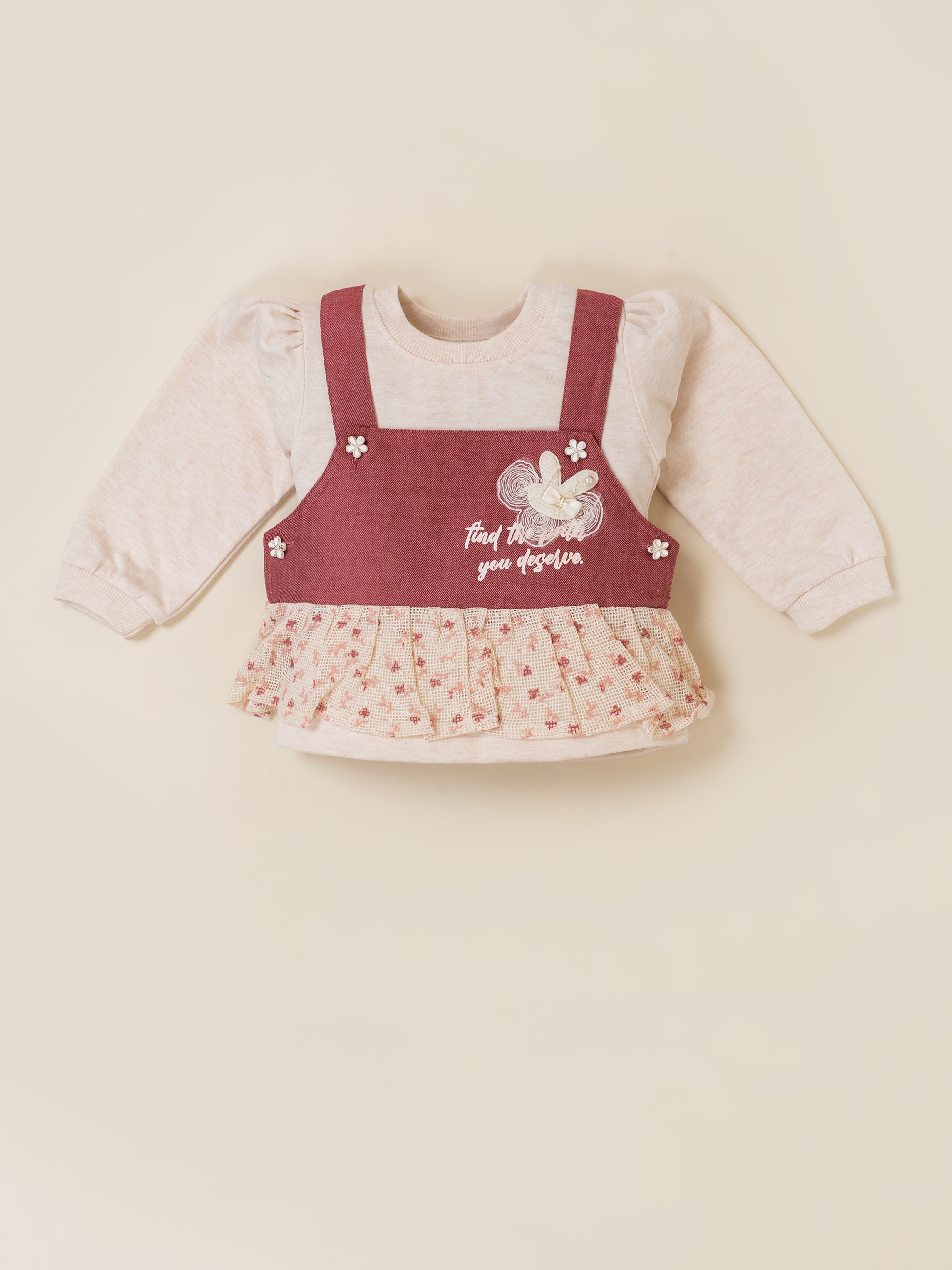 Girls Top and Wide Leg Pant with Sleeveless Overlay