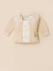 Girls Jacket, Sleeveless Top & Wide Leg Pants Set