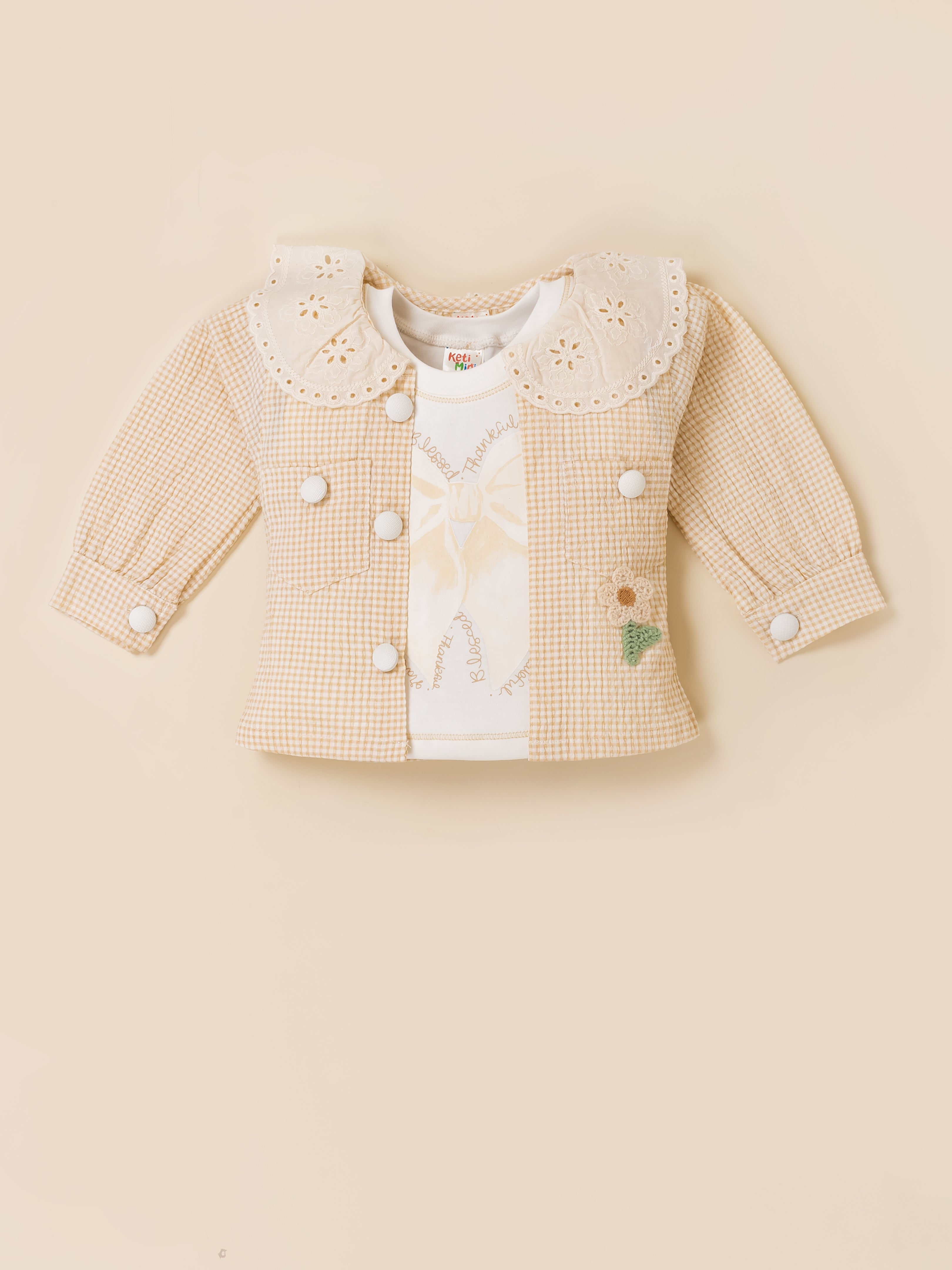 Girls Jacket, Sleeveless Top & Wide Leg Pants Set