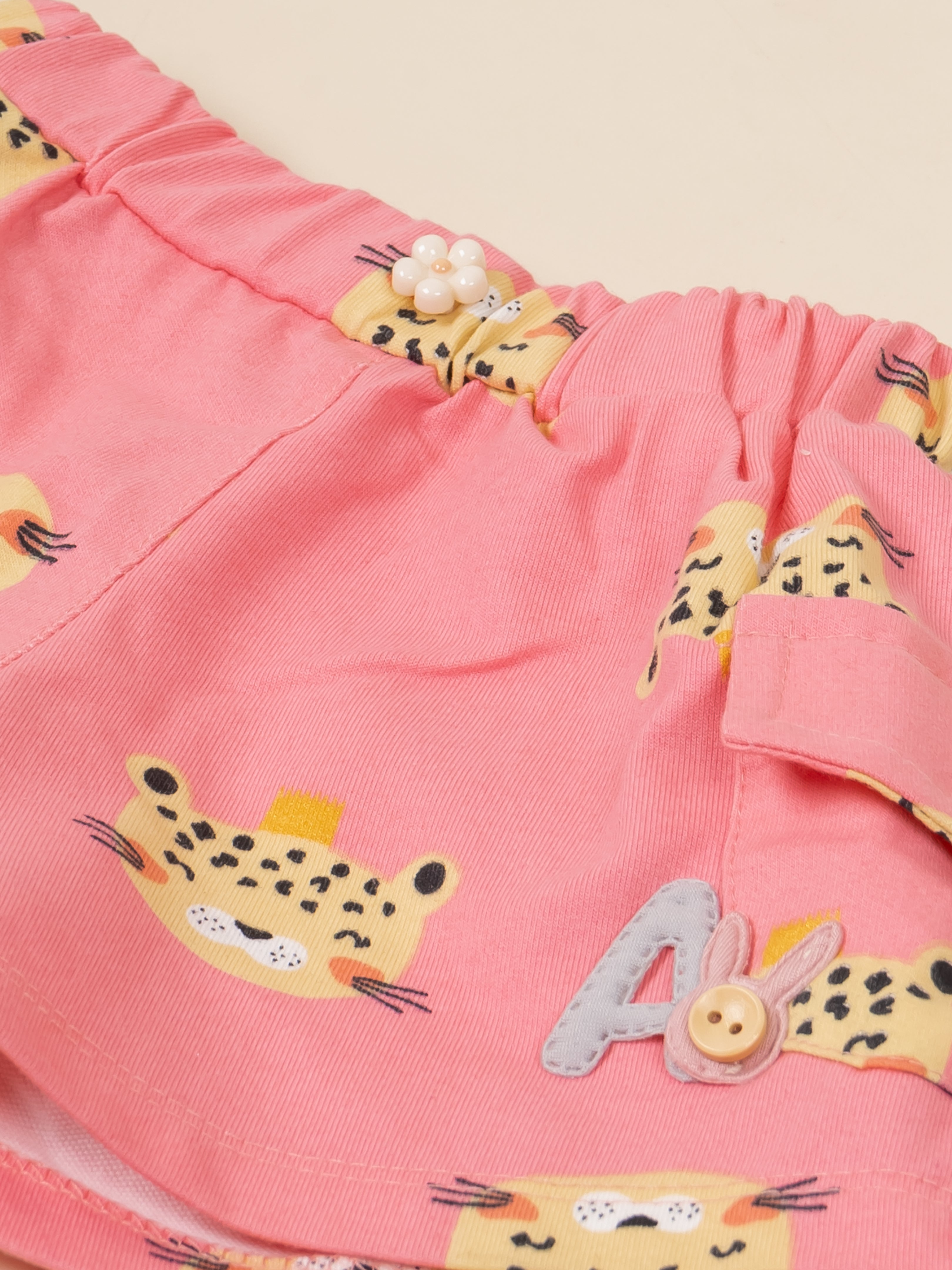 Baby Girl Cotton Top & Printed Shorts Set