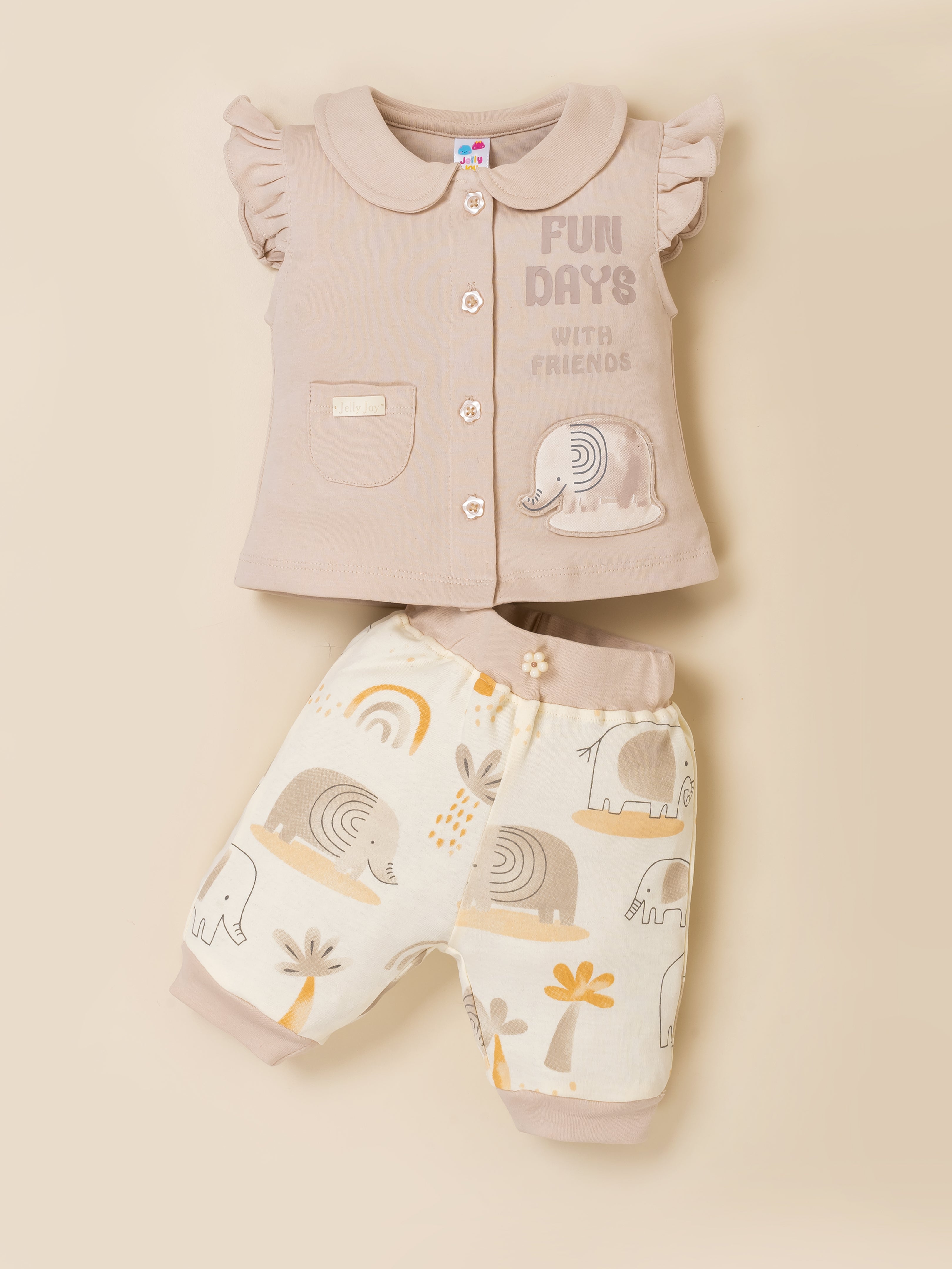 Infant Girl Cotton Top, Bodysuit and Pant Set