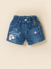 Girls Flower Applique T-Shirt & Denim Shorts Set