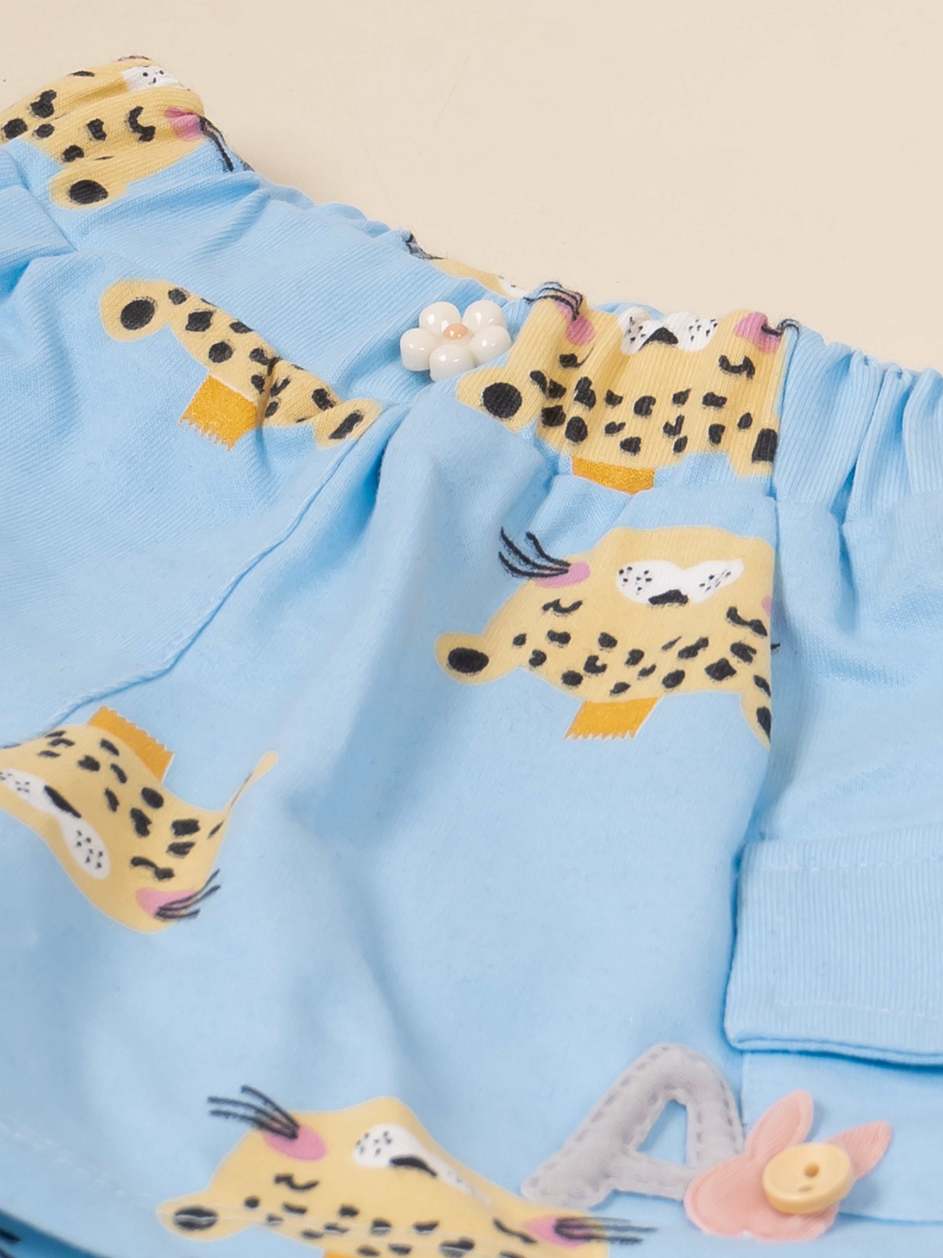 Baby Girl Cotton Top & Printed Shorts Set