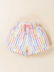 Girls Two-Piece Bunny Print Top & Striped Shorts Set