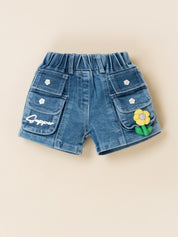 Girls Top with Denim Shorts Clothing Set
