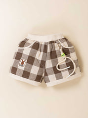Baby Girl Softtouch Knit Top & Woven Check Shorts 2-Piece Set