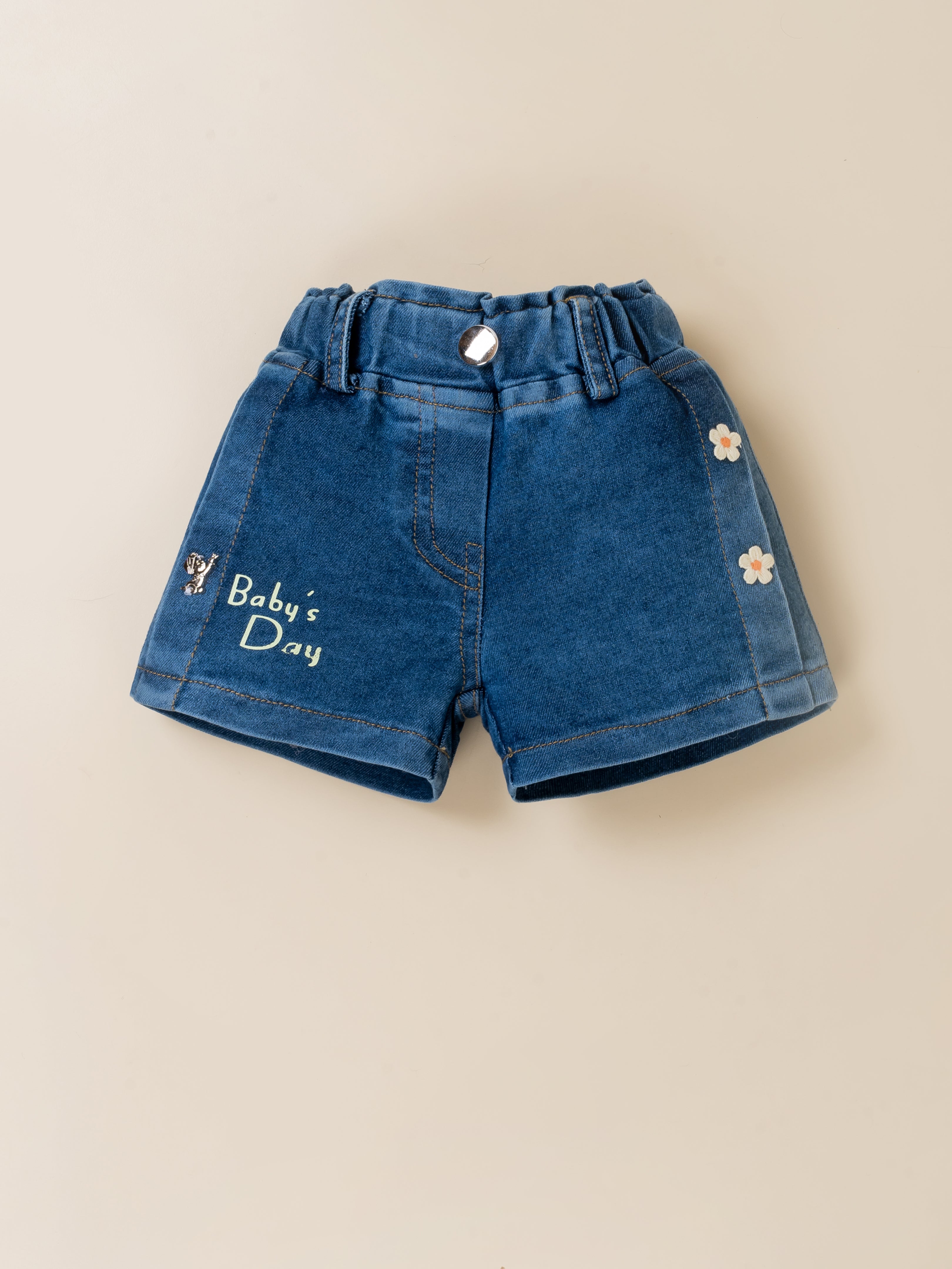Girls Carrot Applique Top & Denim Shorts Set