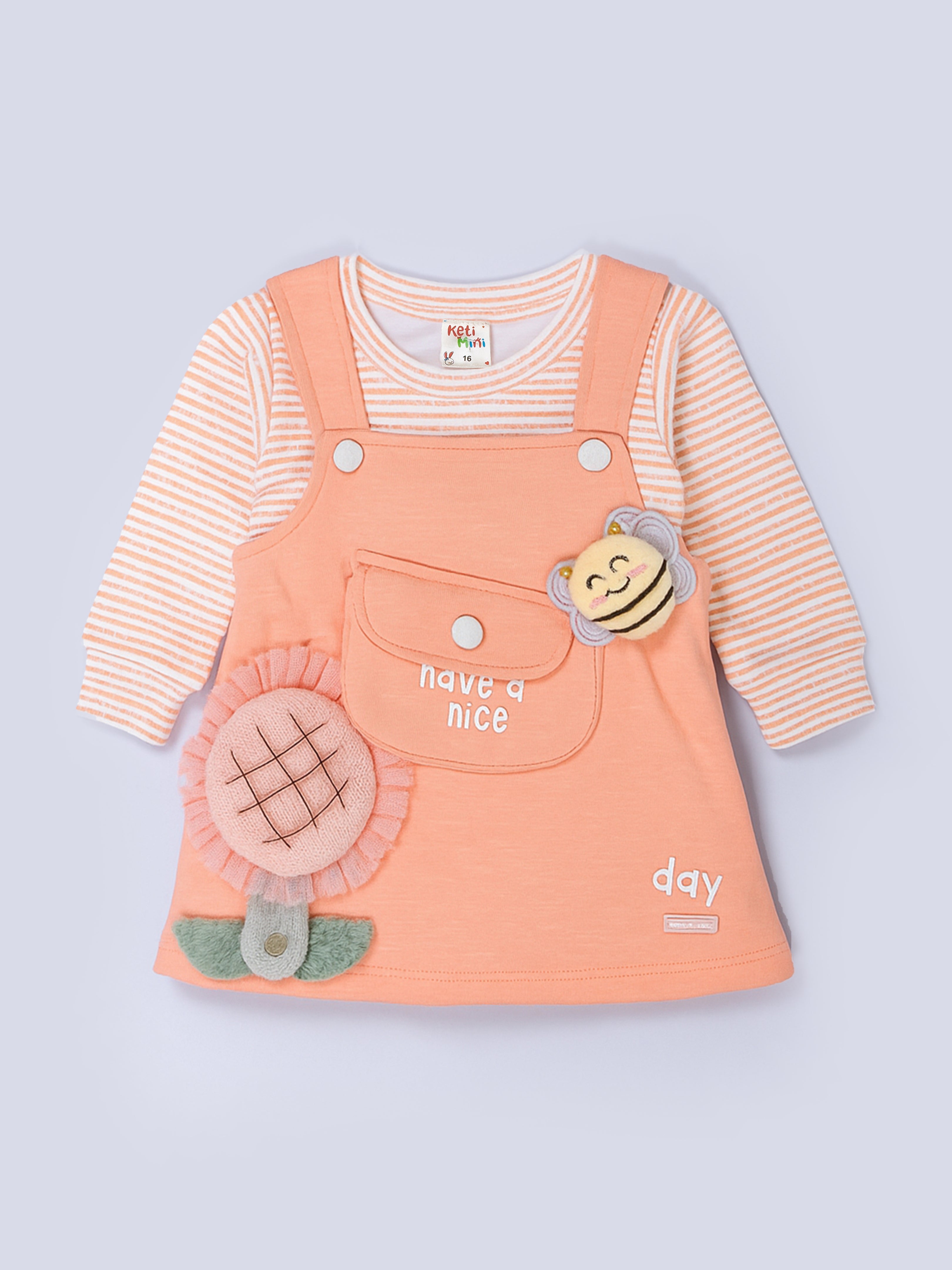 Flower Apllique Dungaree Set