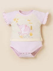 Infant Girl Cotton Top, Bodysuit and Pant Set