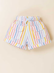 Girls Two-Piece Bunny Print Top & Striped Shorts Set