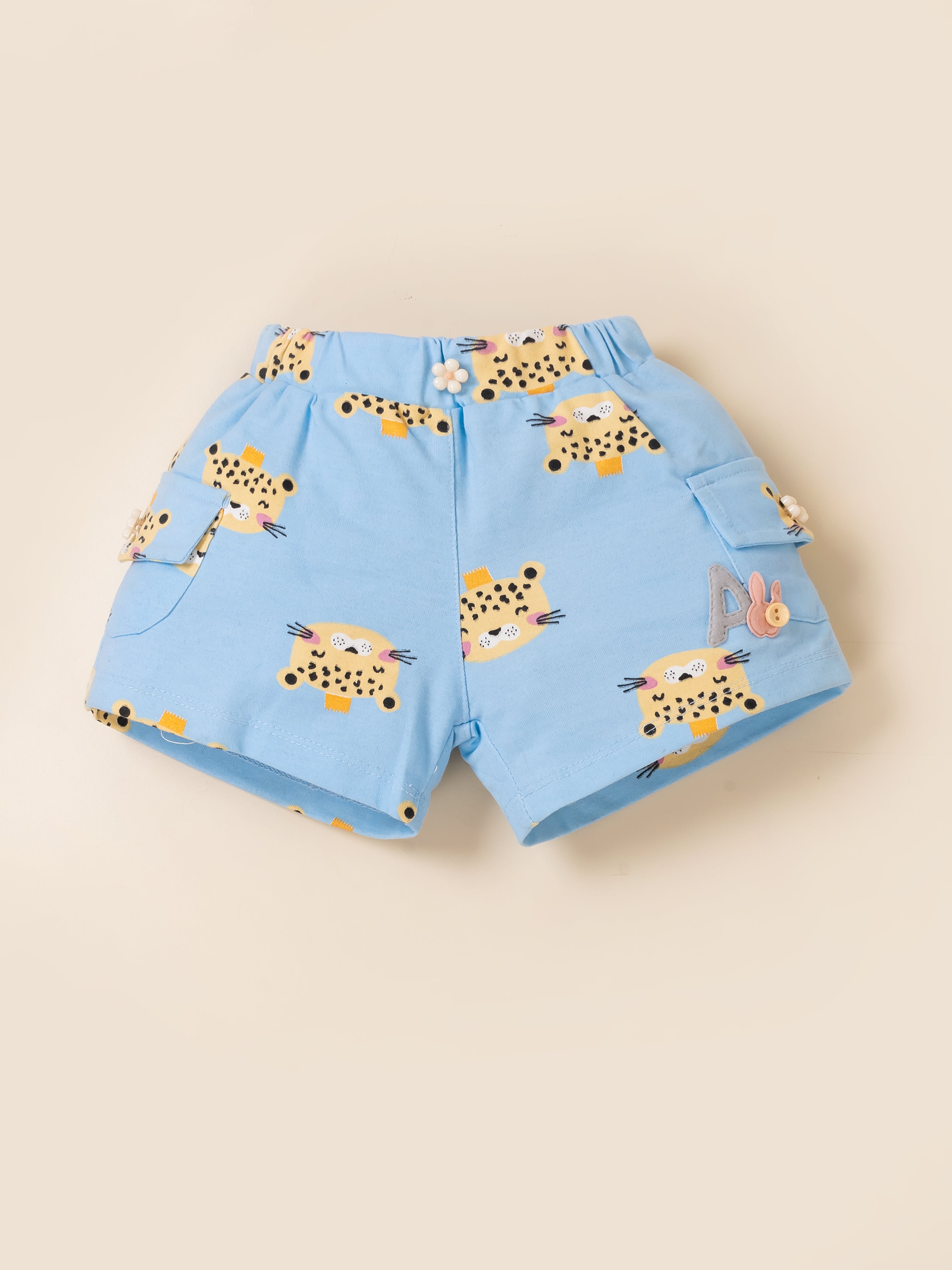 Baby Girl Cotton Top & Printed Shorts Set