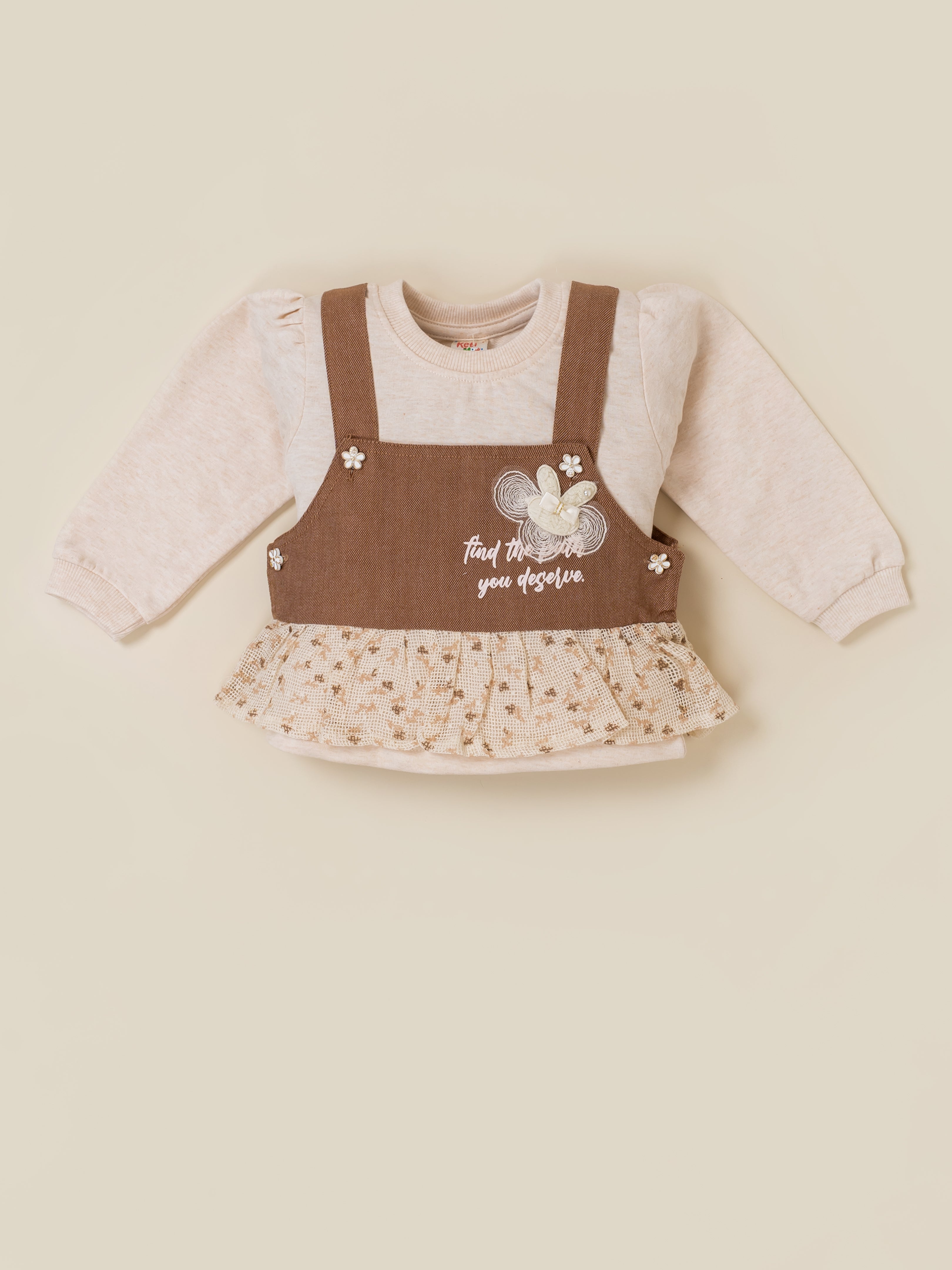 Girls Top and Wide Leg Pant with Sleeveless Overlay