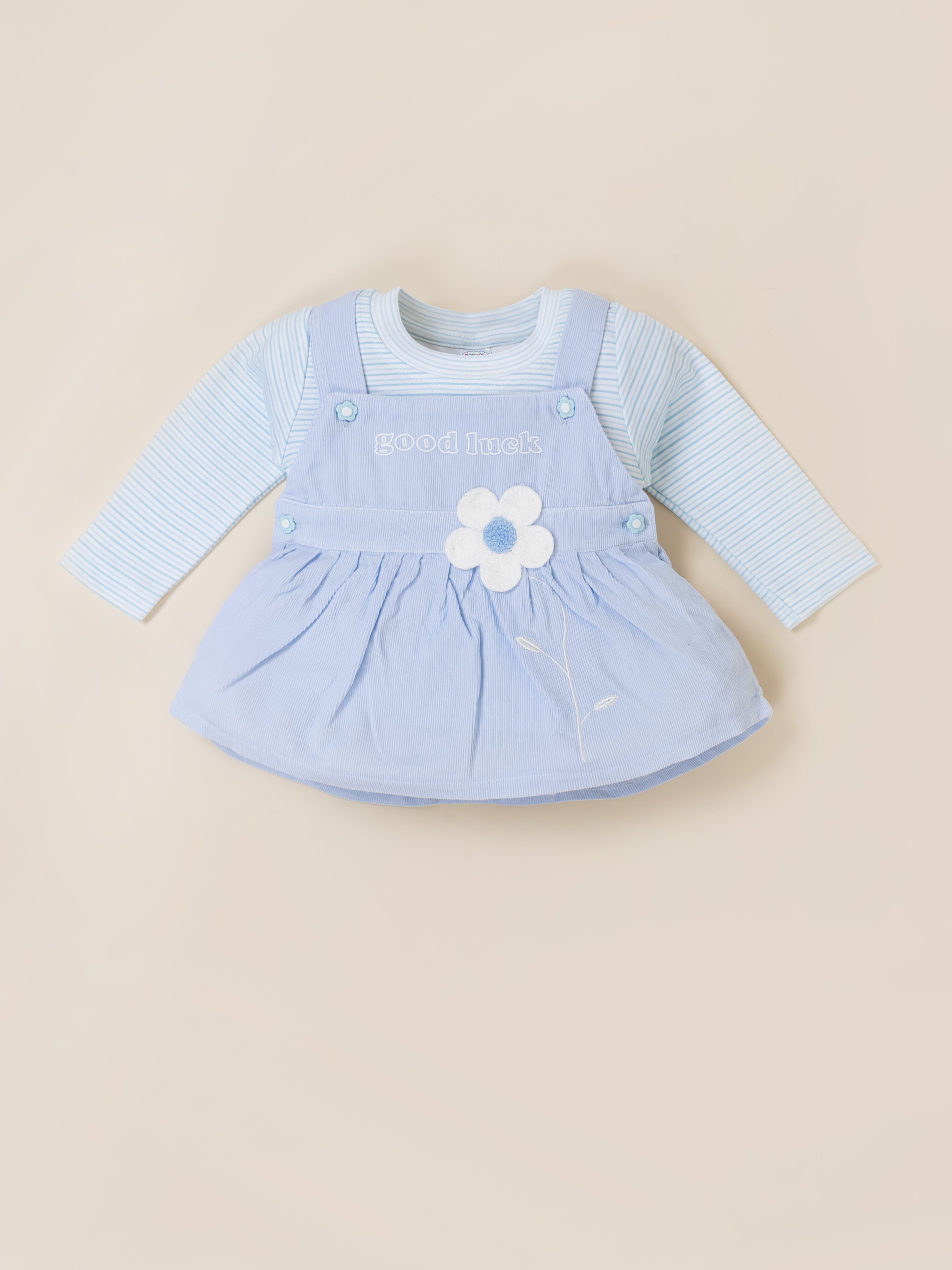 Baby Girls Dungaree Dress with Leggings Set