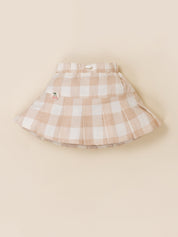 Girls Vest & Checkered Skirt Set with Top