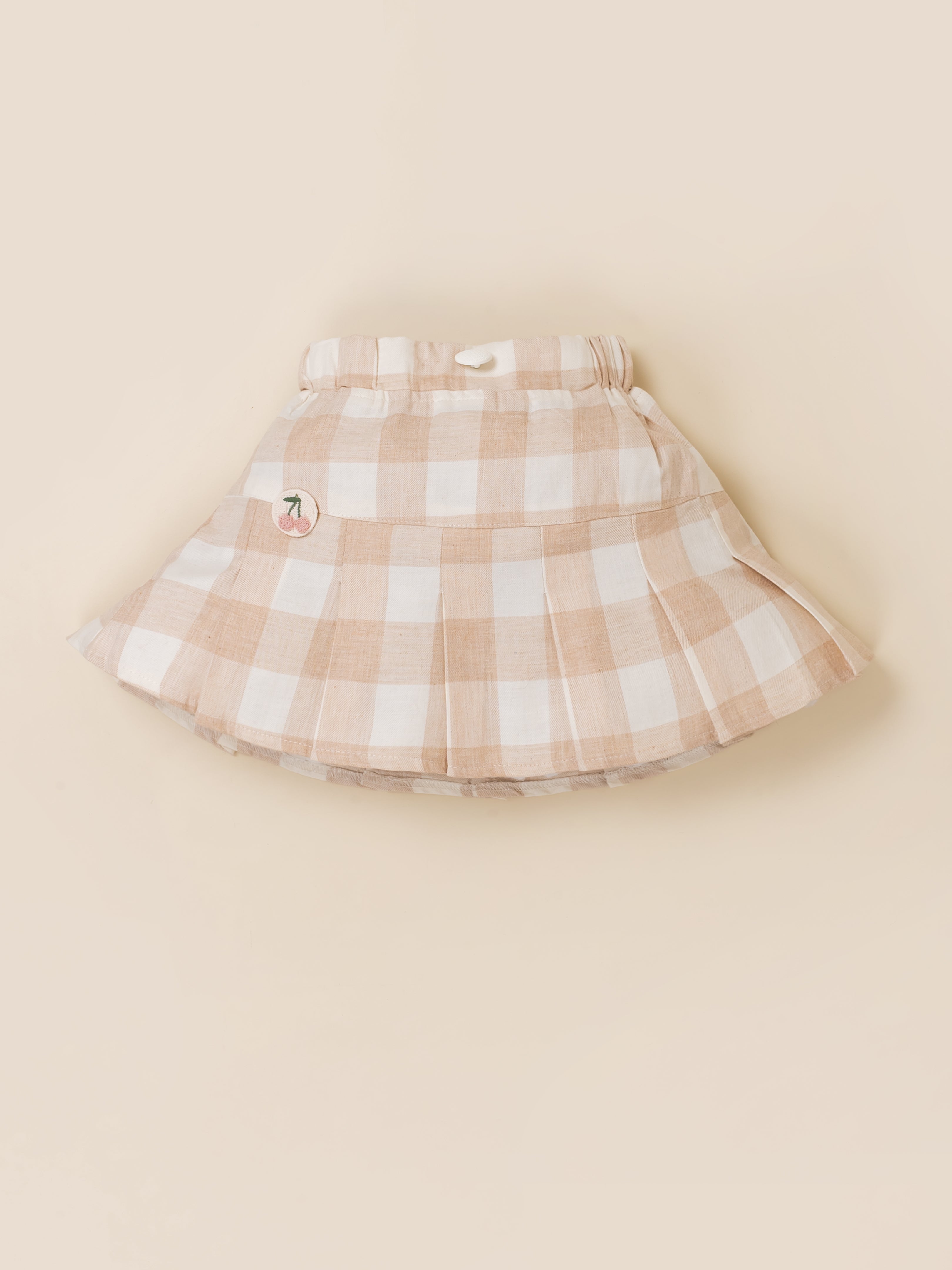 Girls Vest & Checkered Skirt Set with Top