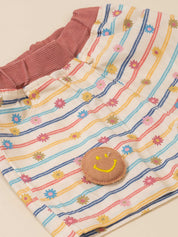 Baby Girl Cord Top & Printed Shorts Set