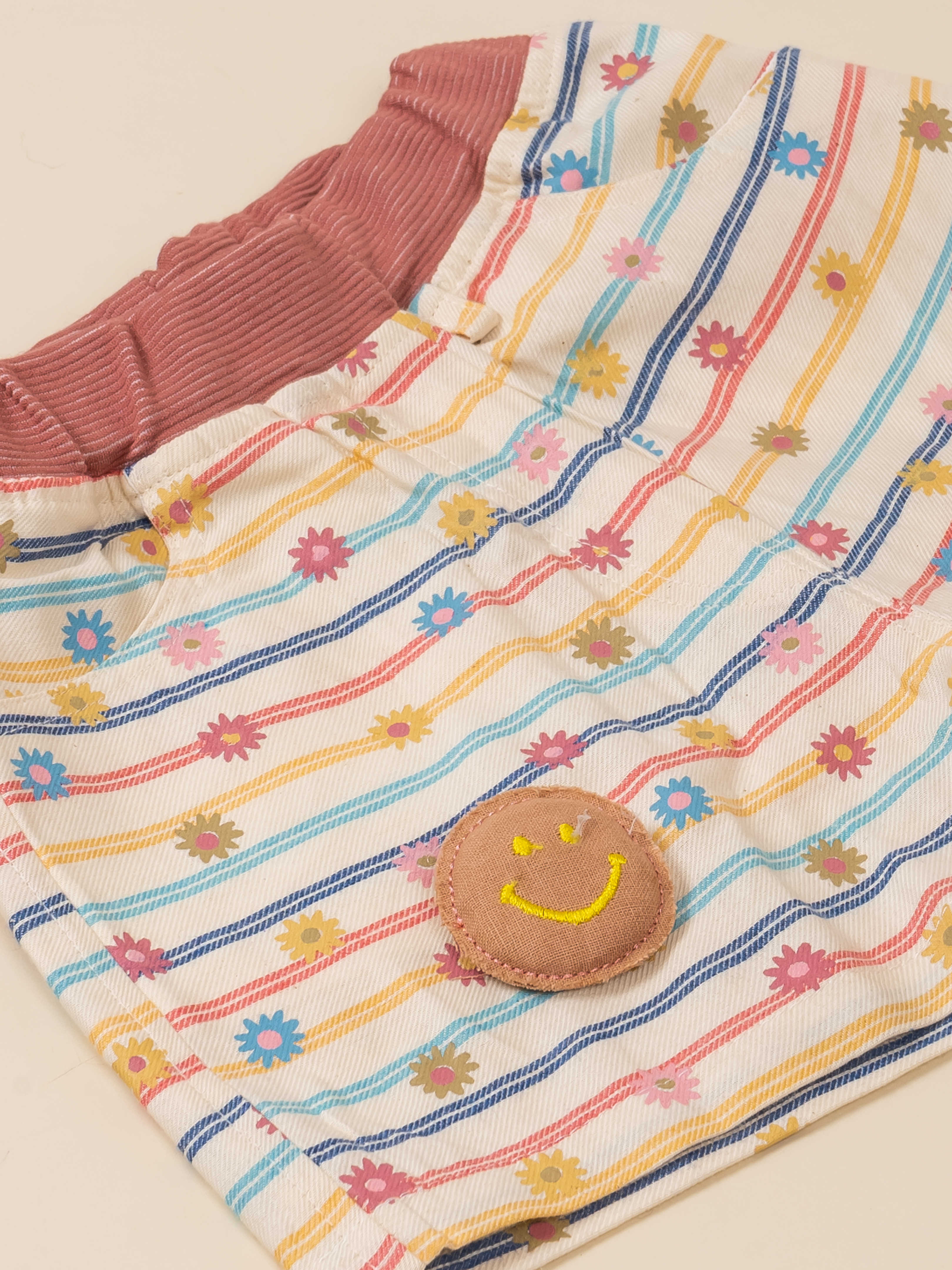 Baby Girl Cord Top & Printed Shorts Set